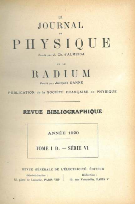 Journal de Physique et Le Radium